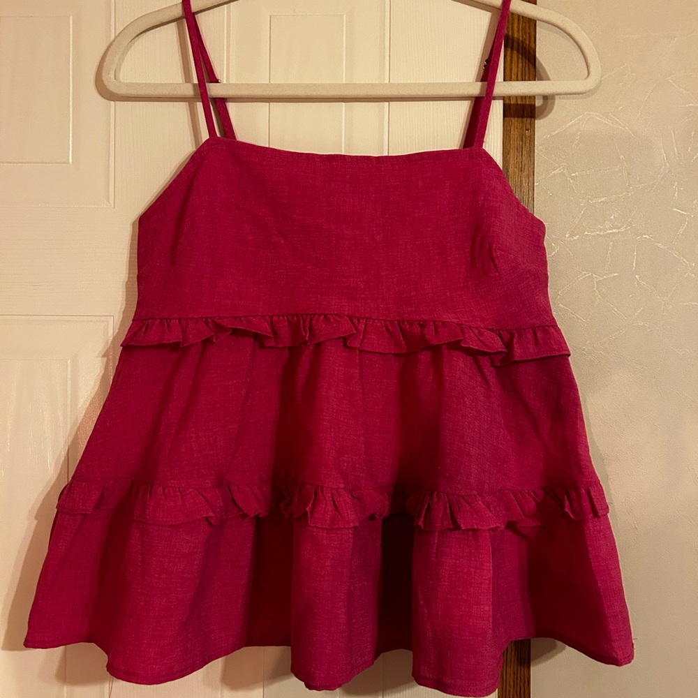 Glam Fuchsia Ruffle Babydoll Top